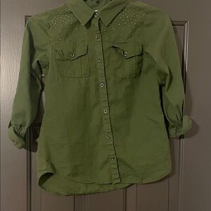Justice Olive Green Casual Shirt